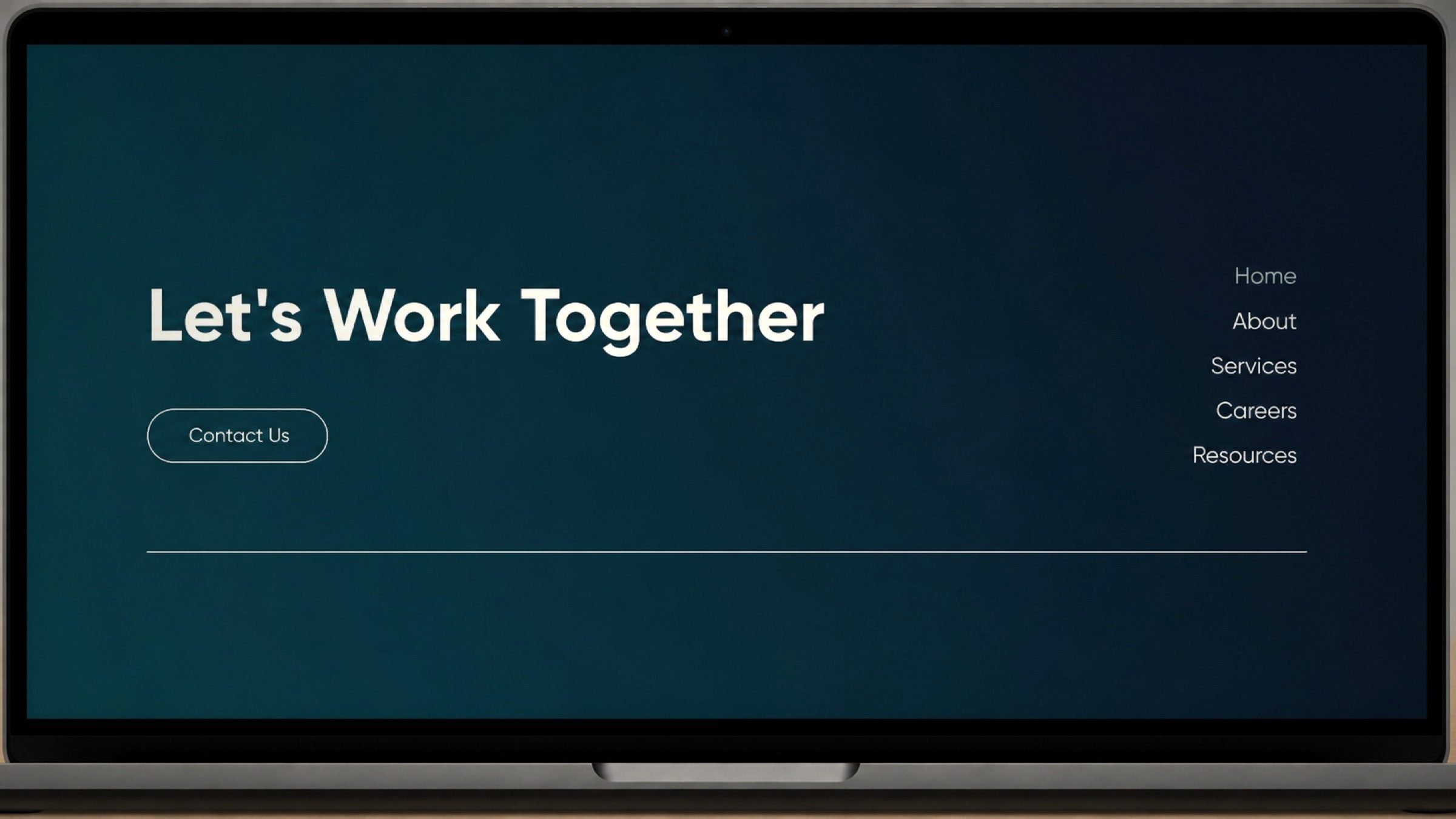 The site closes the way it opened — one line, one button, nothing in the way.