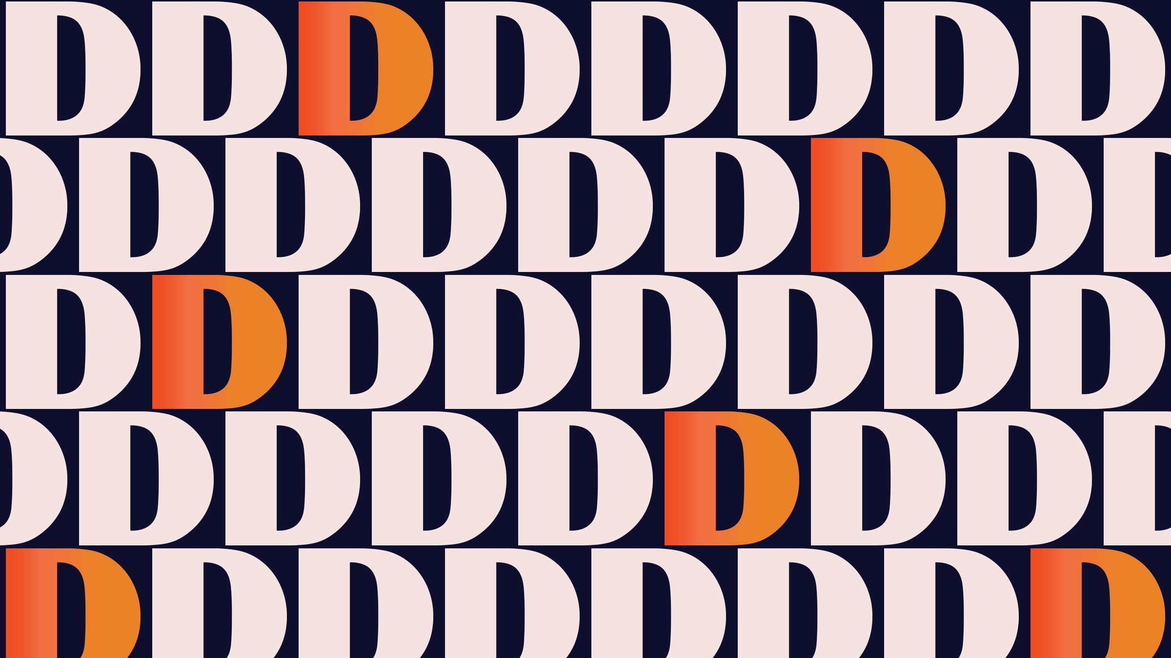 The D tiled into a repeat — cream on midnight, the gradient breaking through.