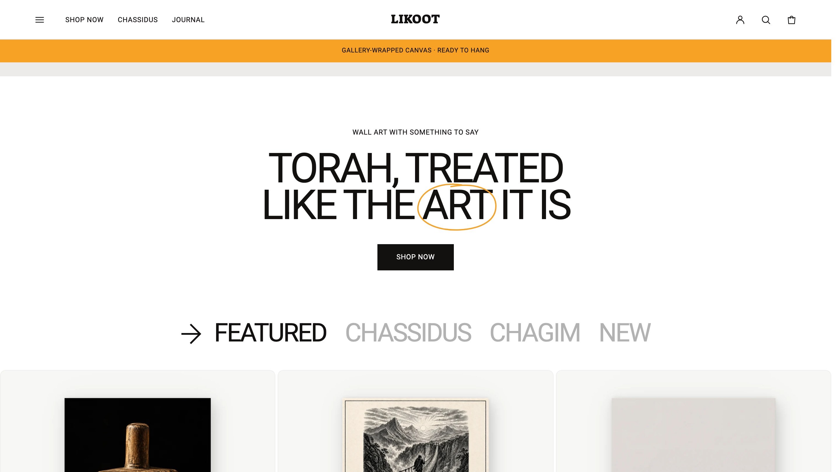 Likoot website, home, Torah treated like the art it is