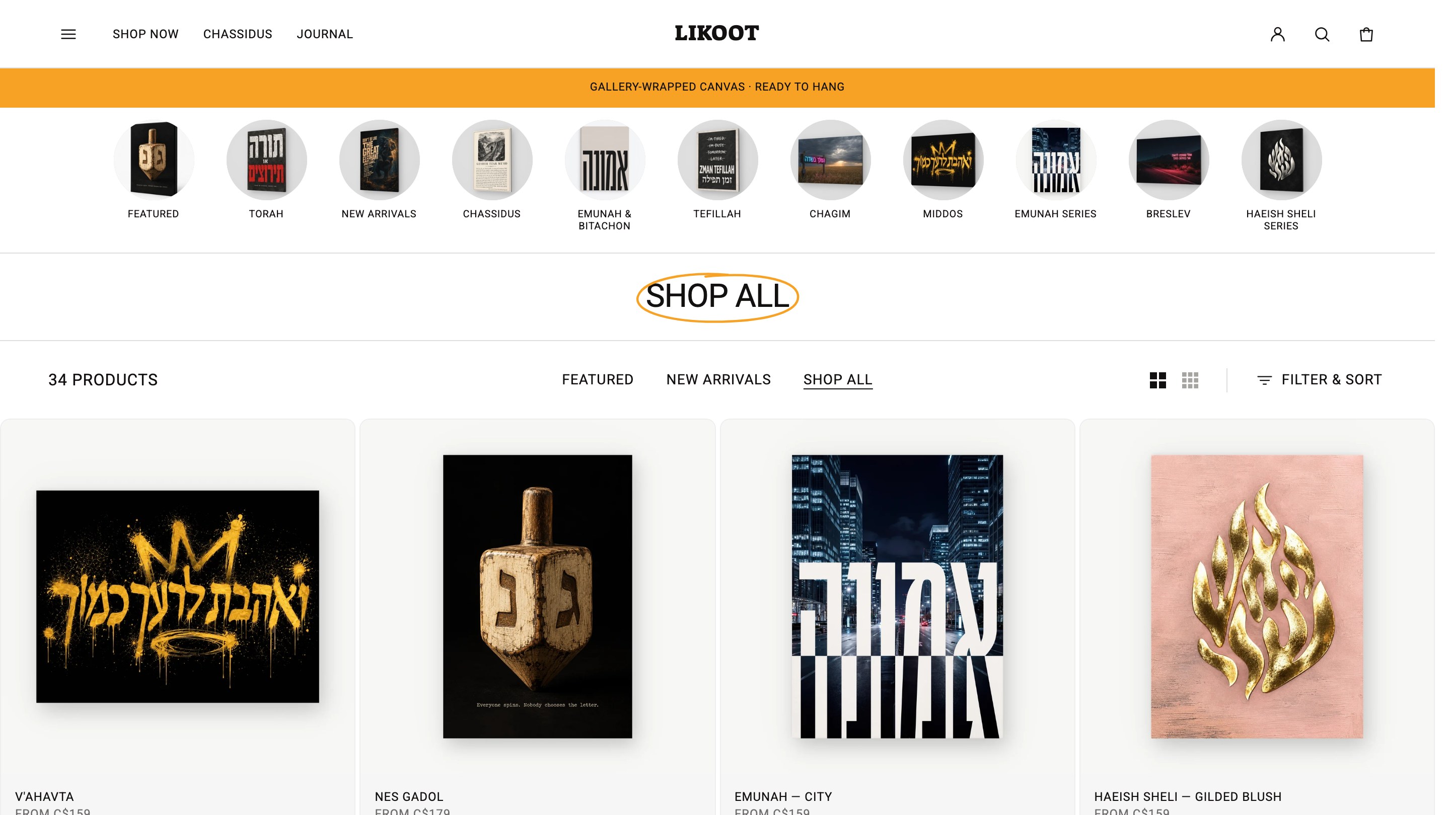 Likoot website, shop all