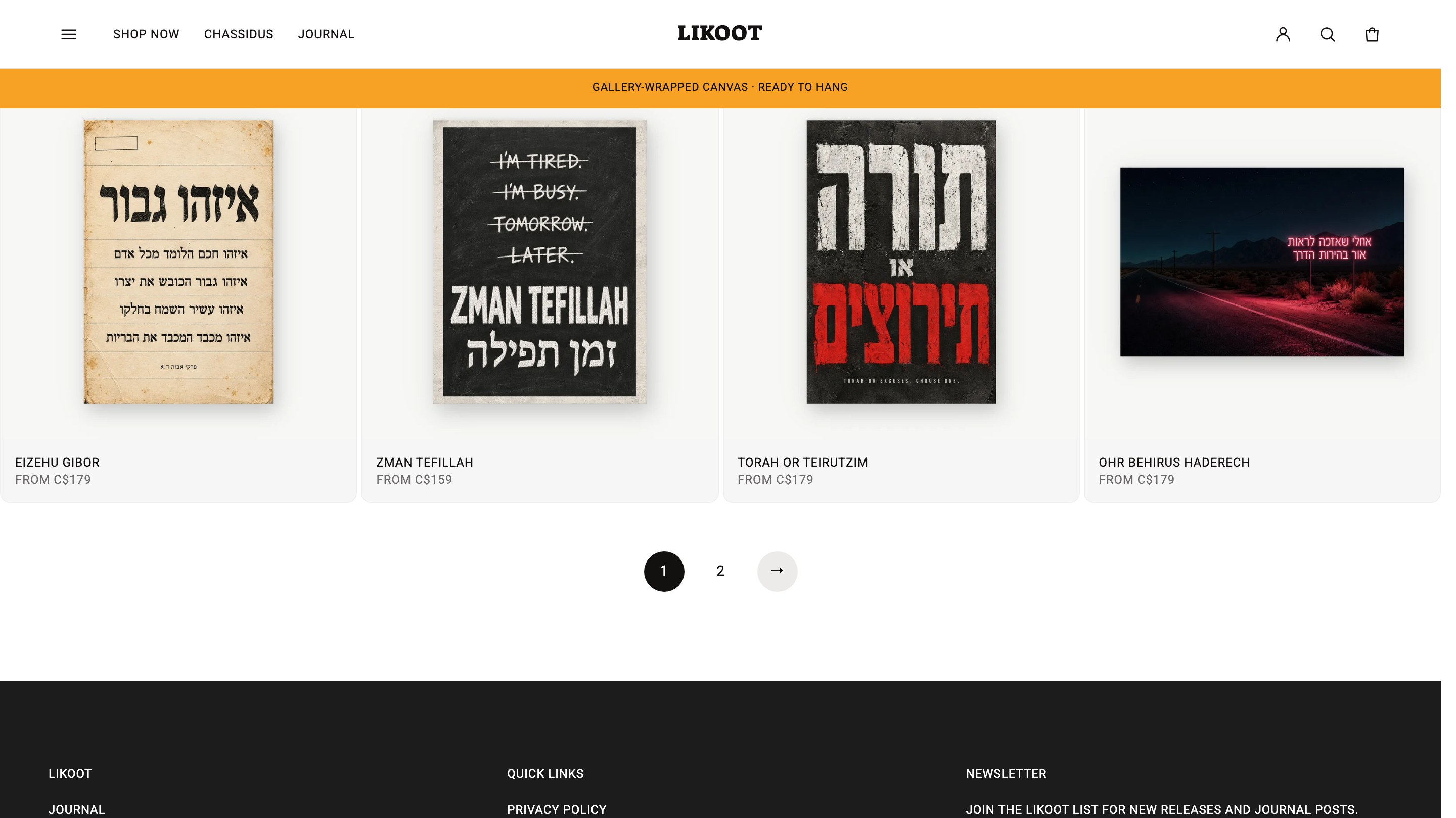 Likoot website, shop all, more artworks