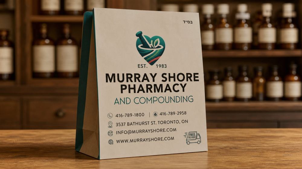 The Murray Shore delivery bag: the mark, the phone number, and the free-delivery promise printed on the gusset