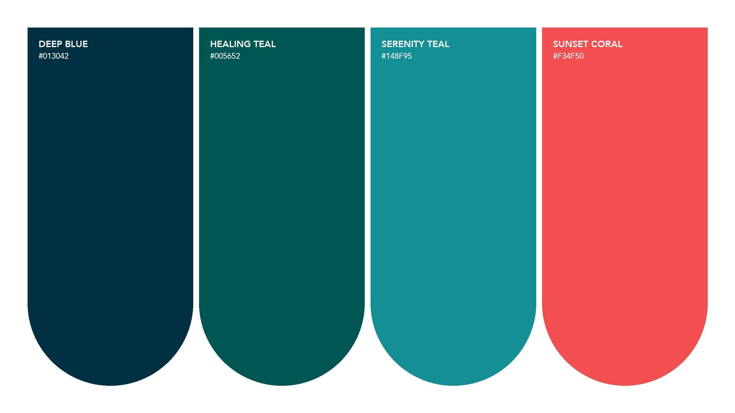 The working palette: two deep blues, a brighter teal, and one coral accent.