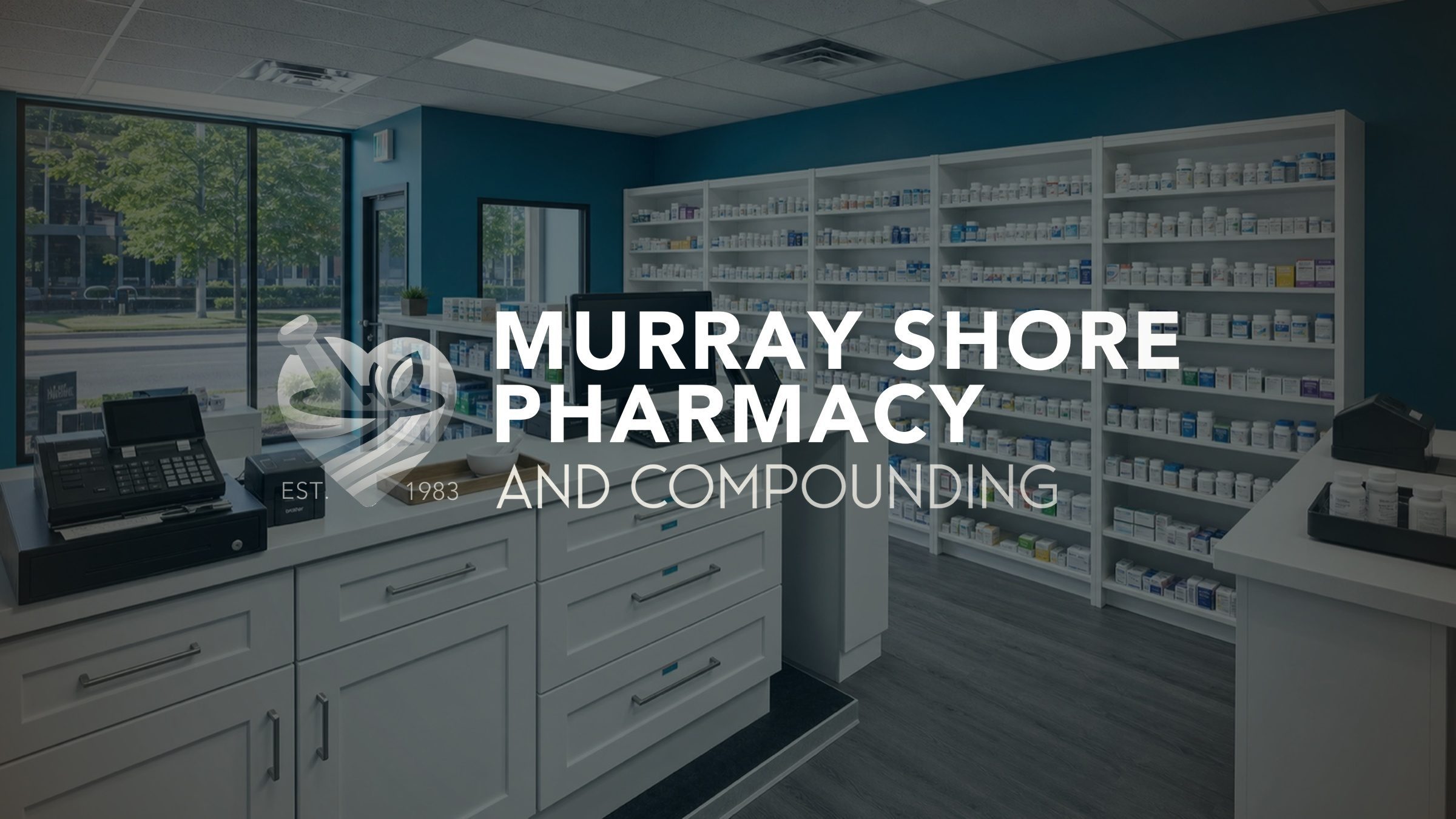 The white lockup at full width over the dispensary.
