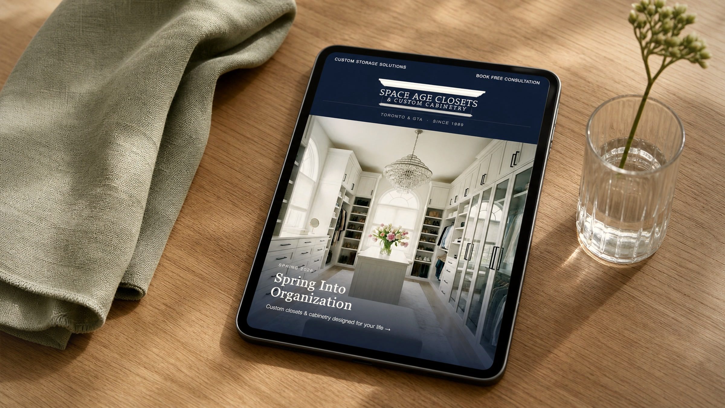 The Spring Into Organization newsletter — "Book your free in-home estimate today."