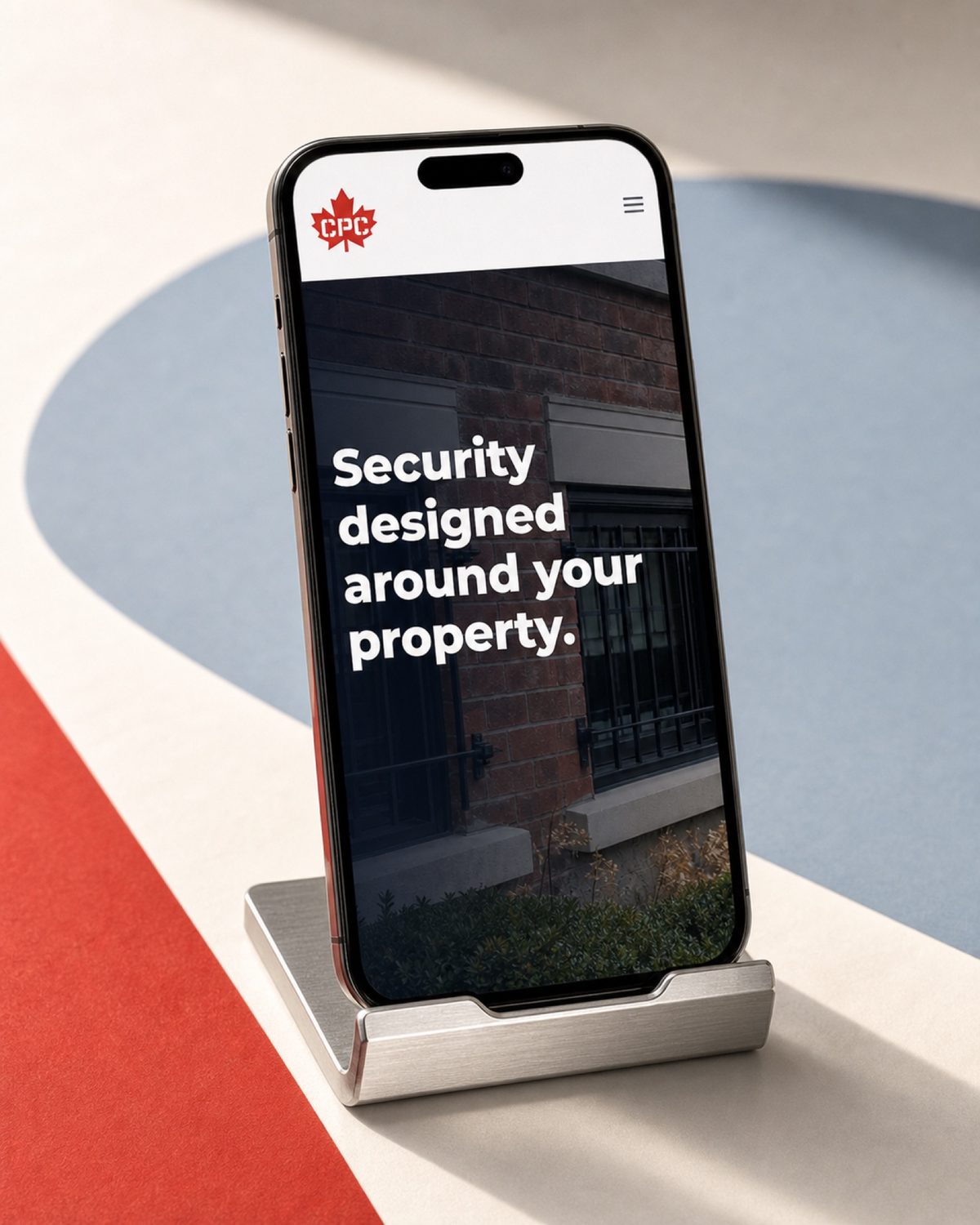 The CPC Locksmith mobile site standing on a phone stand: the page a local search for a locksmith ends at